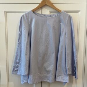 Tara Jarmon Light Blue 100% Cotton Scalloped Back Blouse—BEAUTIFUL!! EUC—Size 42